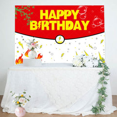 Aperturee - Aperturee Red White Bubbles Genius Happy Birthday Backdrop