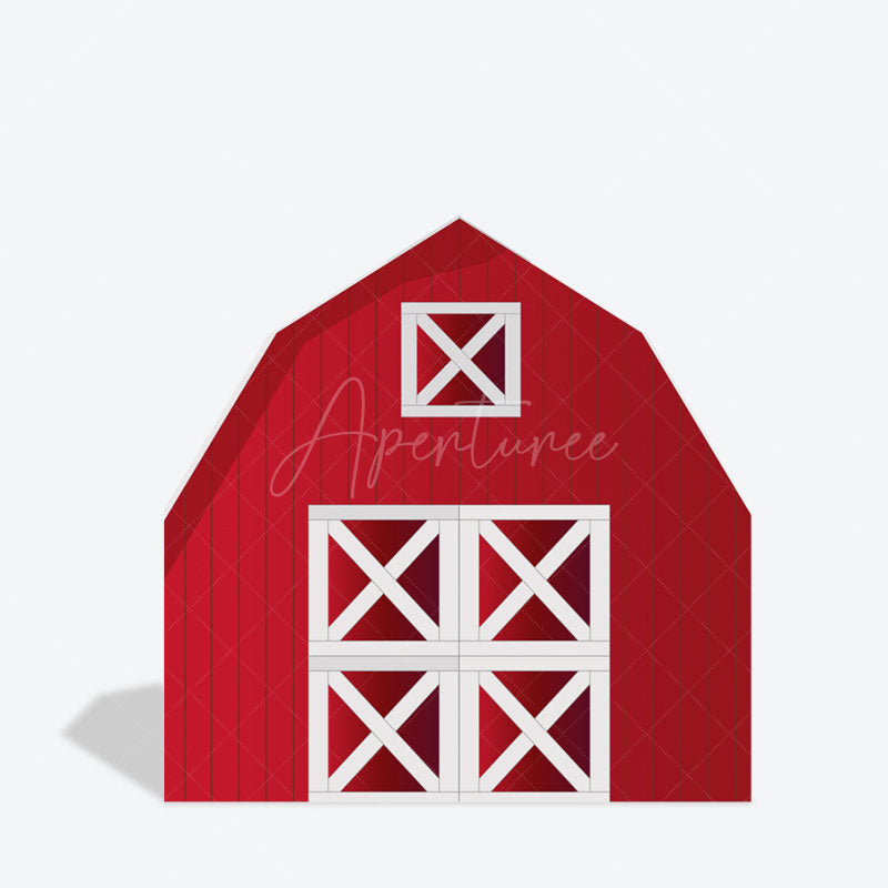 Aperturee - Aperturee Red White Farm Barn Door Arch Party Decor Backdrop