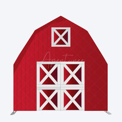 Aperturee - Aperturee Red White Farm Barn Door Arch Party Decor Backdrop