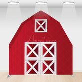 Aperturee - Aperturee Red White Farm Barn Door Arch Party Decor Backdrop