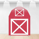Aperturee Aperturee Red White Farm House Barn Door Arch Party Backdrop
