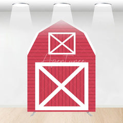 Aperturee - Aperturee Red White Farm House Barn Door Arch Party Backdrop
