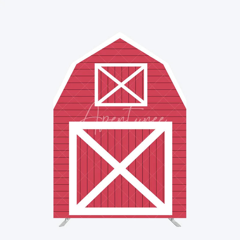 Aperturee - Aperturee Red White Farm House Barn Door Arch Party Backdrop
