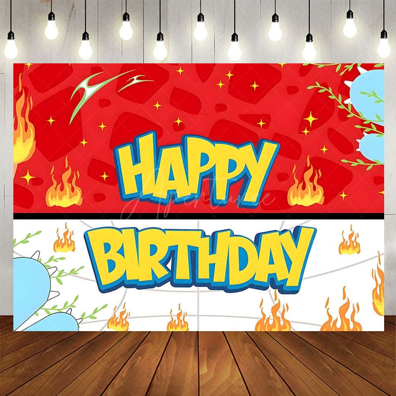 Aperturee - Aperturee Red White Genius Paw Leaves Happy Birthday Backdrop