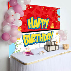 Aperturee - Aperturee Red White Genius Paw Leaves Happy Birthday Backdrop