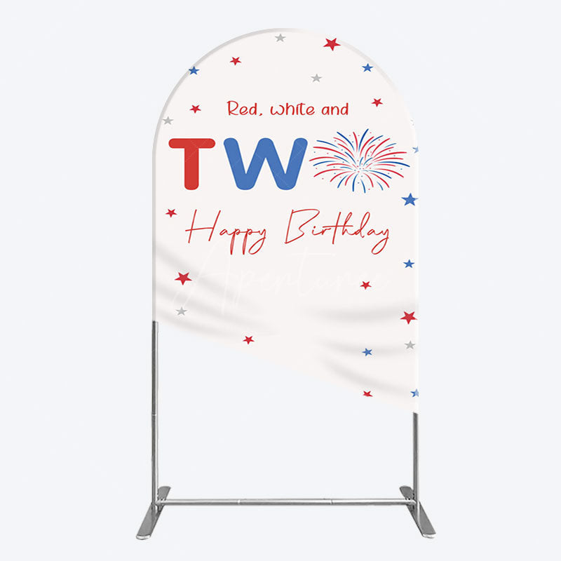 Aperturee - Aperturee Red White Two Happy Birthday Holiday Arch Backdrop