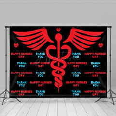 Aperturee - Aperturee Red Winged Wand Thank You Happy Nurses Day Backdrop