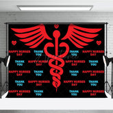 Aperturee - Aperturee Red Winged Wand Thank You Happy Nurses Day Backdrop