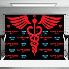 Aperturee - Aperturee Red Winged Wand Thank You Happy Nurses Day Backdrop