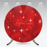 Aperturee - Aperturee Red Winter Snowflakes Sparkling Round Backdrop with Bokeh Effect Christmas Holiday Party Decor