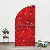 Aperturee - Aperturee Red Winter Wonderland Half Moon Arch Backdrop with Sparkling Snowflakes and Stars Holiday Party Decor