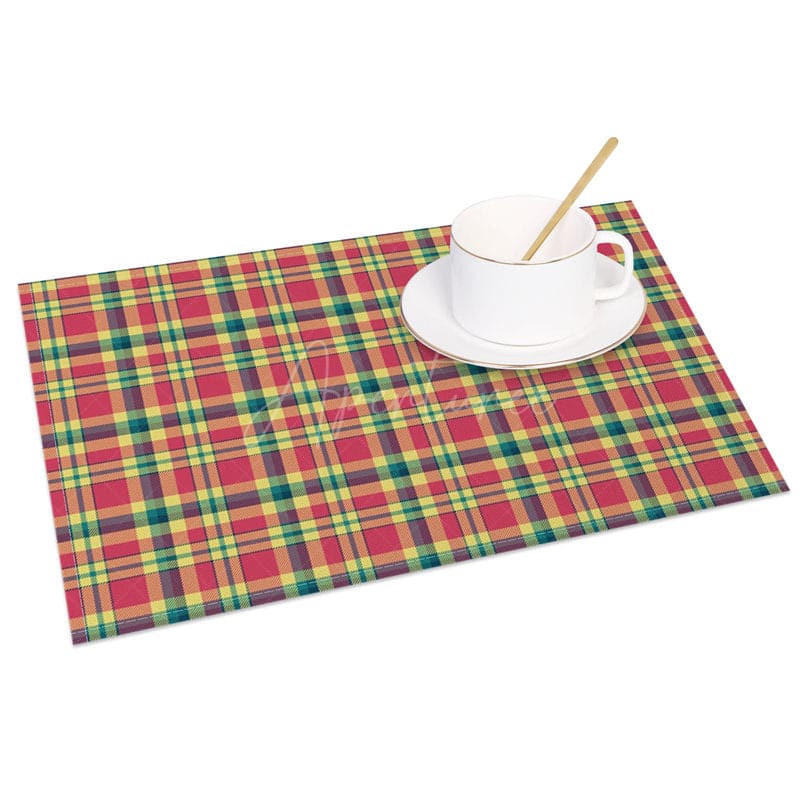 Aperturee - Aperturee Red Yellow And Blue Grids Simple Set of 4 Placemats