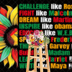 Aperturee - Aperturee Red Yellow Green Floral Black History Month Backdrop