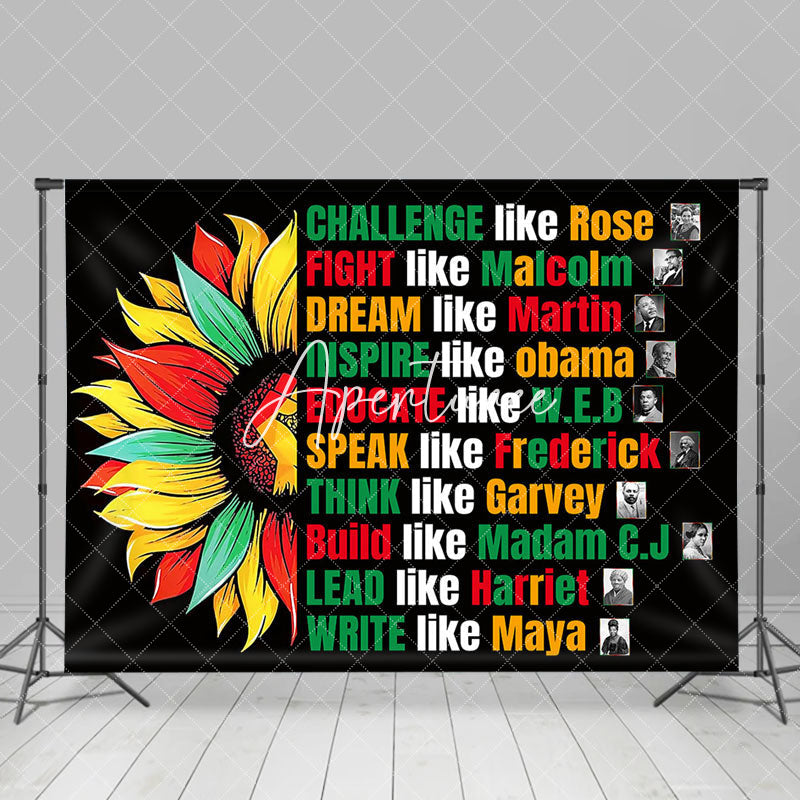 Aperturee - Aperturee Red Yellow Green Floral Black History Month Backdrop