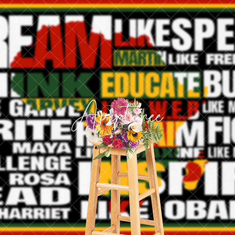 Aperturee - Aperturee Red Yellow Green Slogan Black History Month Backdrop