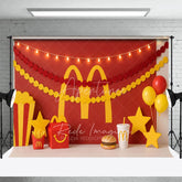 Aperturee - Aperturee Red Yellow M Burger Shop Birthday Cake Smash Backdrop