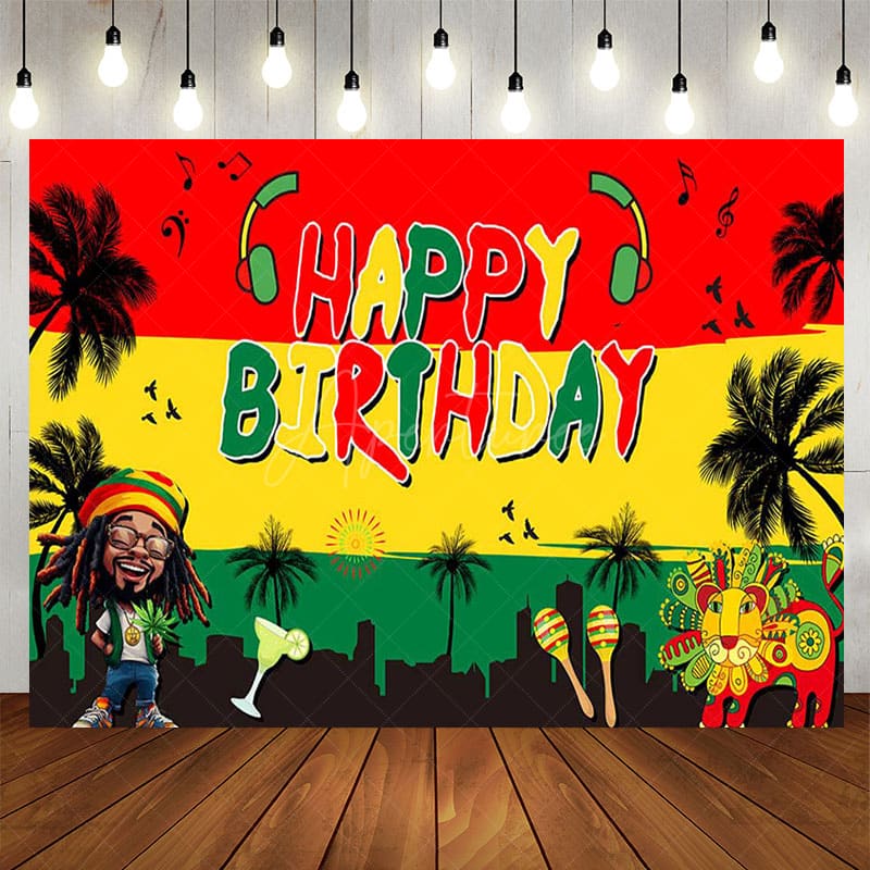 Aperturee - Aperturee Reggae Festival Palm Trees Happy Birthday Backdrop