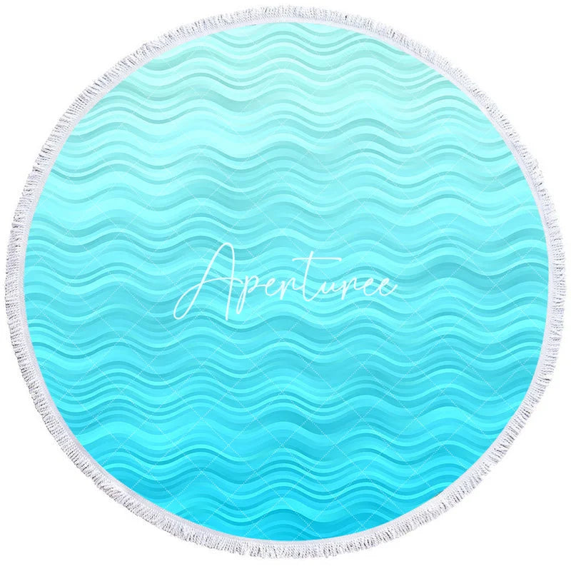 Aperturee - Aperturee Regular Sea Waves Pattern Summer Round Beach Towel