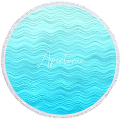 Aperturee - Aperturee Regular Sea Waves Pattern Summer Round Beach Towel