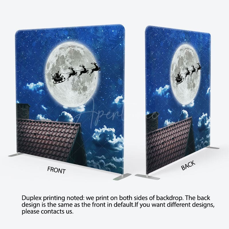 Aperturee - Aperturee Reindeer Sleigh Santa Moon Roof Pillow Case Backdrop