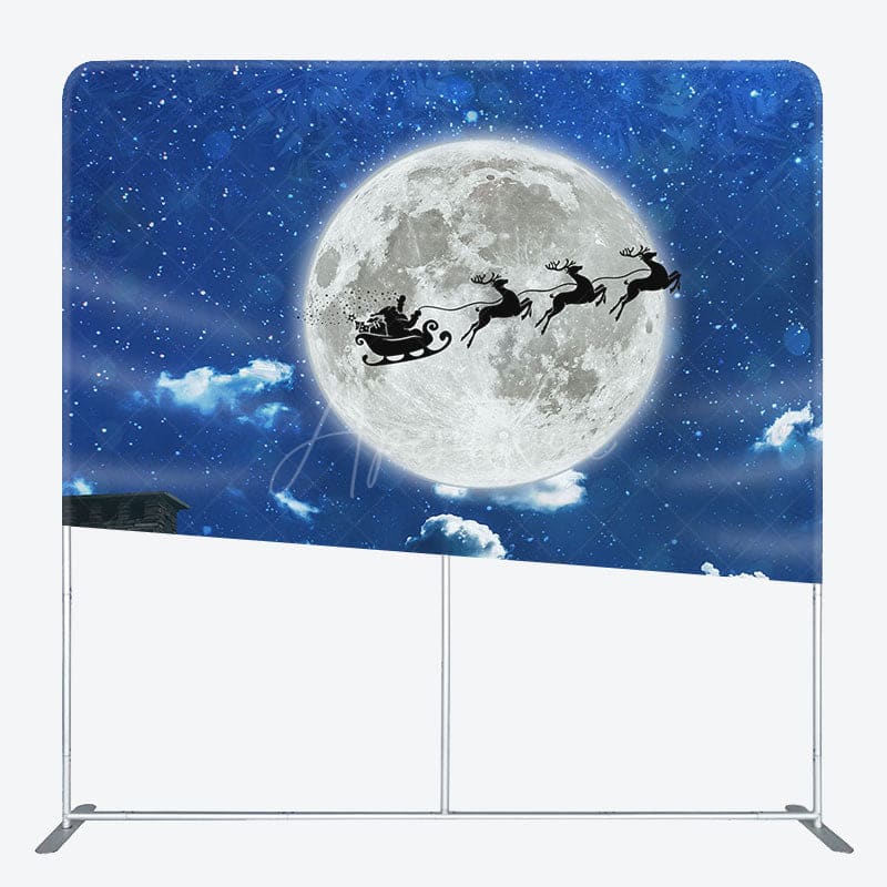 Aperturee - Aperturee Reindeer Sleigh Santa Moon Roof Pillow Case Backdrop