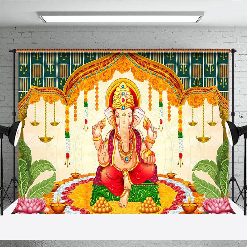 Aperturee - Aperturee Religious Elephant God Ganesh Chaturthi Backdrop