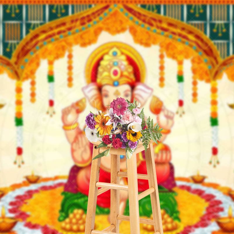 Aperturee - Aperturee Religious Elephant God Ganesh Chaturthi Backdrop