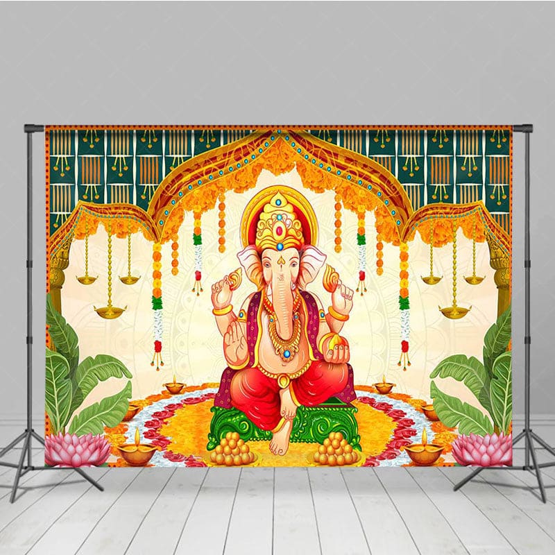 Aperturee - Aperturee Religious Elephant God Ganesh Chaturthi Backdrop