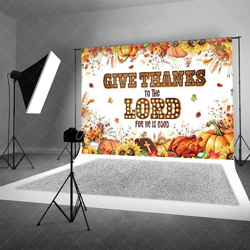 Aperturee - Aperturee Religious Thanksgiving Backdrop Give Thanks To The Lord Photography Background