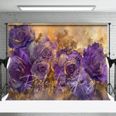 Aperturee - Aperturee Rendered Purple Gold Abstract Floral Fine Art Backdrop