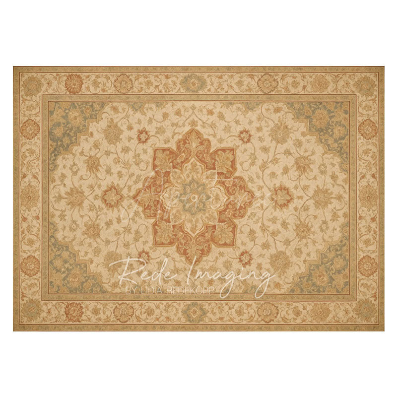 Aperturee - Aperturee Repeat Floral Persia Rug Rubber Floor Mat For Photo