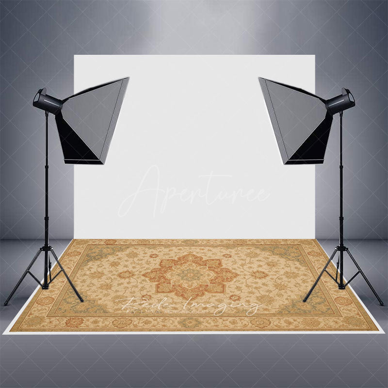 Aperturee - Aperturee Repeat Floral Persia Rug Rubber Floor Mat For Photo