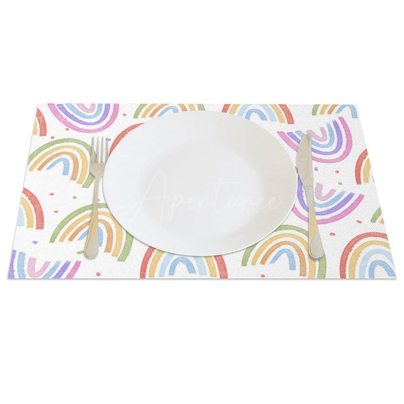 Aperturee - Aperturee Repeat Rainbow Patterns Sweet Set of 4 Placemats