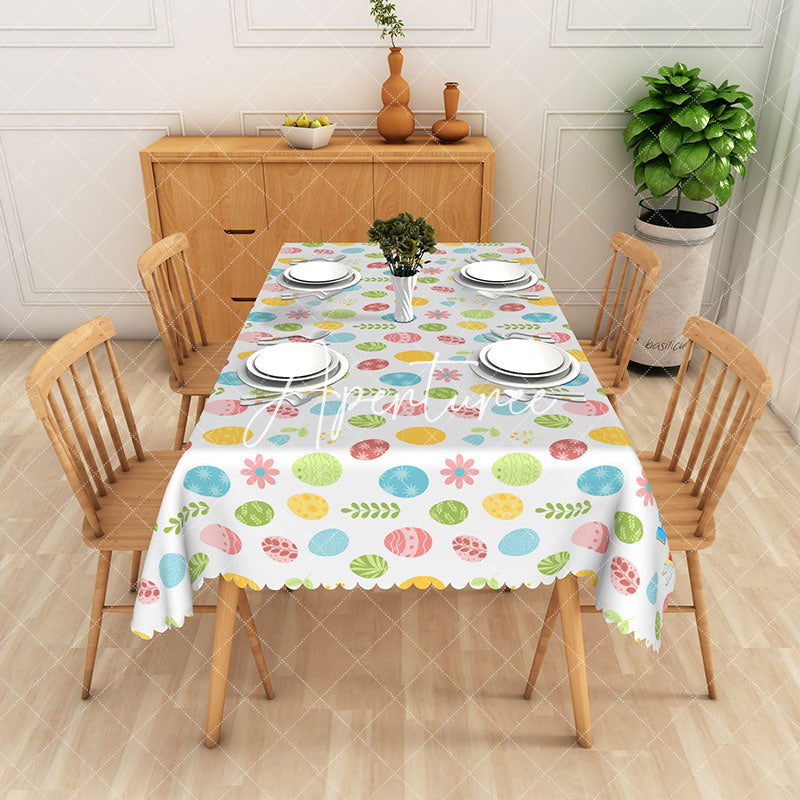 Aperturee - Aperturee Repeated Cute Eggs Easter Party Rectangle Tablecloth