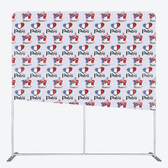 Aperturee - Aperturee Repeated French Flag Heart Paris Pillow Case Backdrop