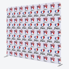 Aperturee - Aperturee Repeated French Flag Heart Paris Pillow Case Backdrop