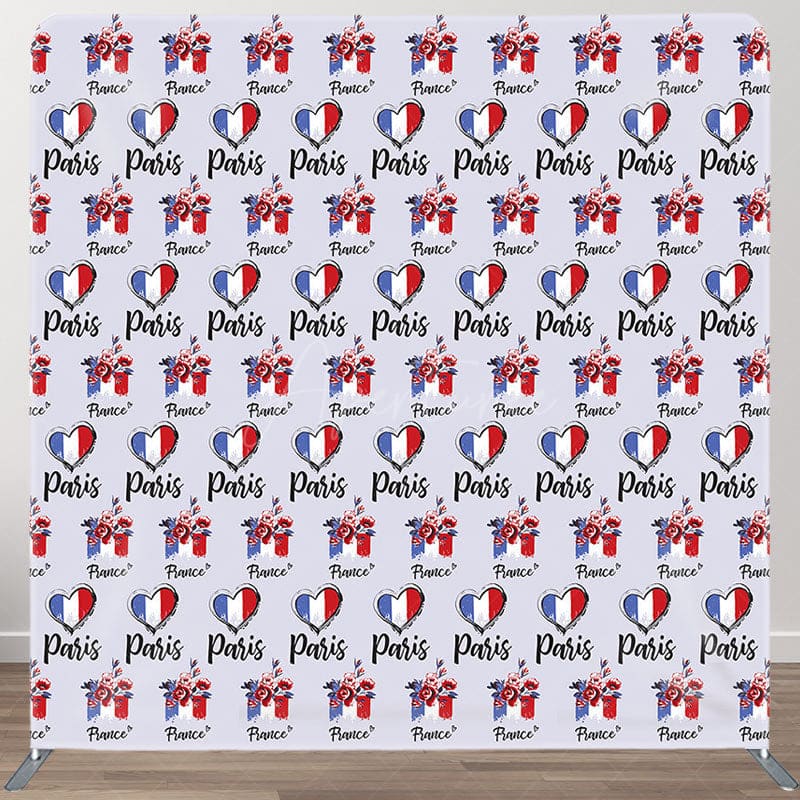 Aperturee - Aperturee Repeated French Flag Heart Paris Pillow Case Backdrop