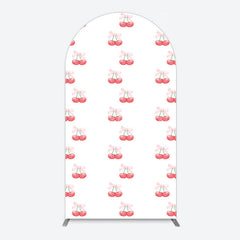 Aperturee - Aperturee Repeated Red Cherry Bow Tie Birthday Arch Backdrop