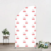 Aperturee - Aperturee Repeated Red Cherry Bow Tie Birthday Half Moon Arch Backdrop