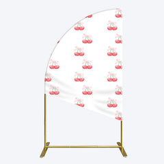 Aperturee - Aperturee Repeated Red Cherry Bow Tie Birthday Half Moon Arch Backdrop