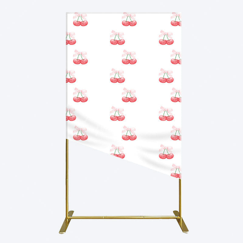 Aperturee - Aperturee Repeated Red Cherry Bow Tie Birthday Rectangle Backdrop