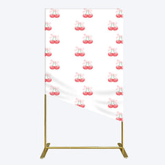 Aperturee - Aperturee Repeated Red Cherry Bow Tie Birthday Rectangle Backdrop