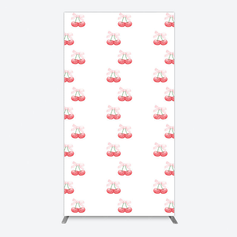 Aperturee - Aperturee Repeated Red Cherry Bow Tie Birthday Rectangle Backdrop