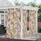 Aperturee - Aperturee Repetitive Flower Waterproof Printed Outdoor Curtains