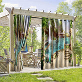 Aperturee - Aperturee Resort Scenery Waterproof Printed Outdoor Curtains