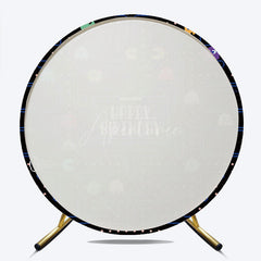 Aperturee Aperturee Retro Arcade Game Birthday Round Backdrop 80s Video Game Boy Party Pixelated Maze and Ghosts Photo Prop