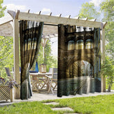 Aperturee - Aperturee Retro Architecture Waterproof Printed Outdoor Curtains