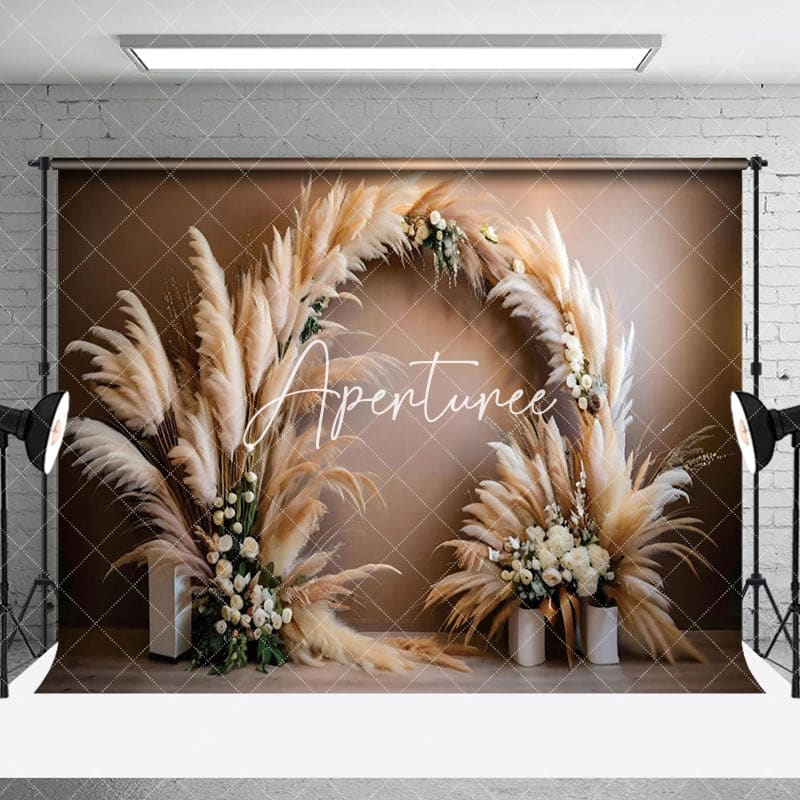 Aperturee - Aperturee Retro Beige Plume Boho Backdrop For Photography