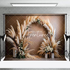 Aperturee - Aperturee Retro Beige Plume Boho Backdrop For Photography