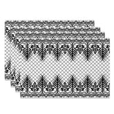 Aperturee - Aperturee Retro Black and White Abstract Floral Set of 4 Placemats for Vintage and Modern Farmhouse Dining Decor